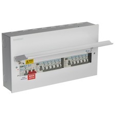 12way 6+6 Dual RCD Amendment3 Populated Metal Consumer Unit Fuse Board Surge SPD