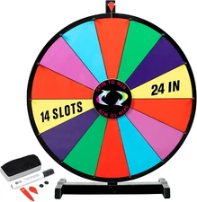 24 Inches Spinning Prize Wheel, 14 Slots Tabletop Spinner - Heavy Duty Roulette