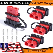 4X 50A Battery Quick Connect Disconnect Cable Plug Winch Terminal Connector Kit