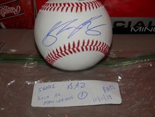 SHANE BAZ TAMPA BAY RAYS ROOKIE 2-AUTOGRAPHS BASEBALL + BOWMAN CHROME CARD  # 1