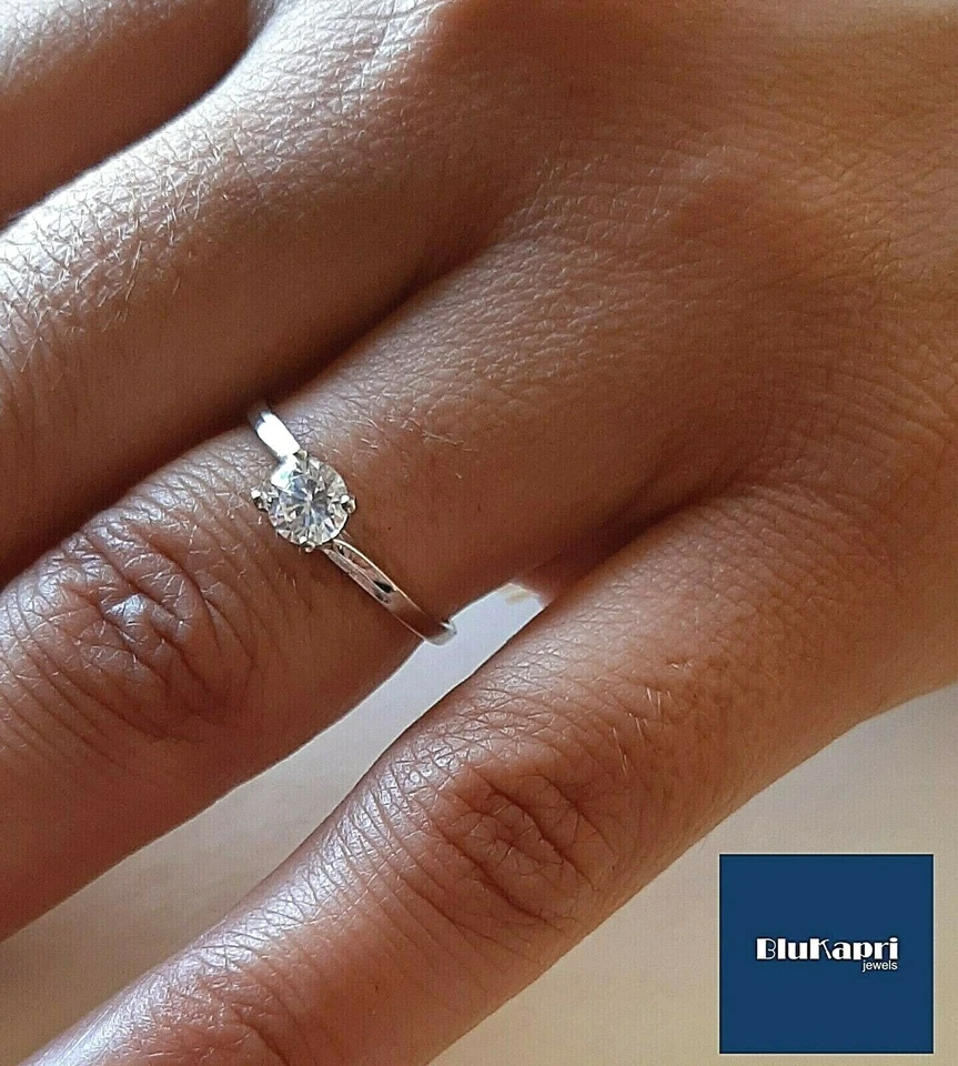 Anello donna in Argento 925 Solitario 6 mm zircone 1 kt diamante - Immagine 2 di 4