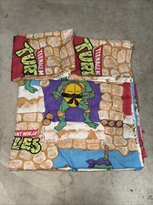 3 PC Vintage 1988 Teenage Mutant Ninja Turtles Twin Sheet Set GUC