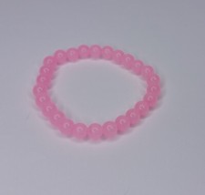 Pink Glass Beaded Elastic Bracelet Round Pink Medium Size Beads