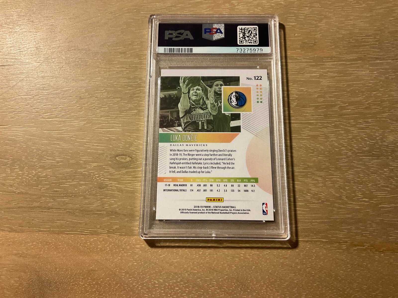 2018 Panini Status Basketball Luka Doncic Orange Rookie PSA 9 MINT Mavericks view 2