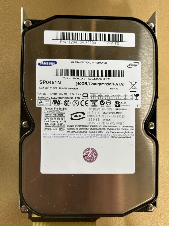Samsung SP0451N 40GB Internal 7200RPM 3.5" HDD - Image 2 of 4