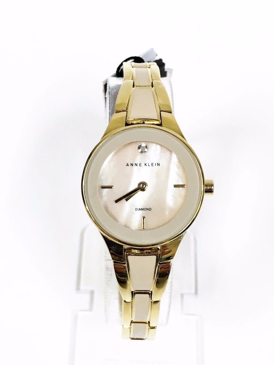 【NEW】ANNE KLEIN★ダイヤモンド/ バングル ウォッチ NEW ANNE KLEIN 2 TWO TONE GOLD+TAUPE,DIAMOND,MOP, BRACELET