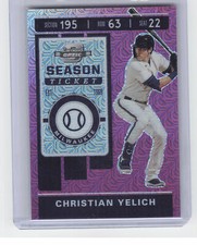 2020 Panini Chronicles #24 Christian Yelich Contenders Optic Purple Mojo #/75