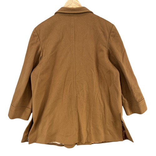 Fleurette Loro Piana Wool Overcoat Womens Tan Mid Length Button Coat Size 16 - Picture 2 of 15