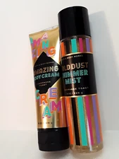 BBW Gold Dust Shimmer Mist Fragrance Amazing Body Cream Champagne Toast SET 8oz