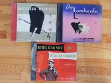 Three Vintage Record Albums Books With 10 Records