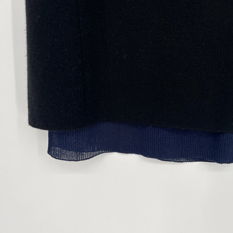 Falda para mujer Rag & Bone S tejida recta en capas mezcla de lana negro azul carrera Foto 4 de 4