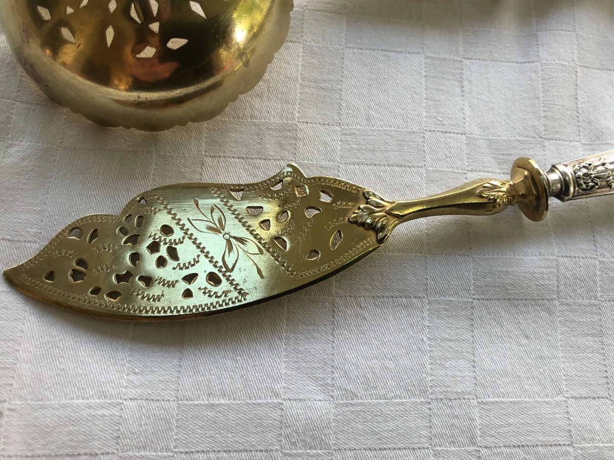 Couverts De Service Anciens - Argent Et Plaqué Or - Cuillère Et Couteau - 1920-1949
