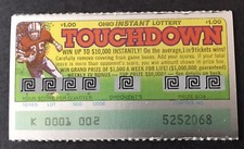 Ohio Football  Mint Instant Lottery Ticket,  expired,  no cash value RARE