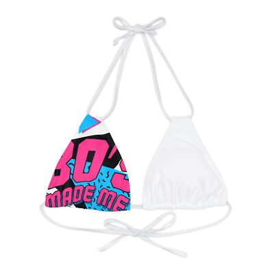 Retro 80s Strappy Triangle Bikini Top Bright Neon Summer