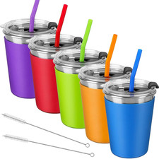 Kids Cups with Lids and Straws, 12Oz Kids Tumblers with Straws and Lids Spill Pr