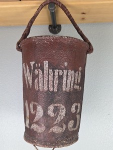 Antique Leather Fire Bucket WAHRING 1223 Bucket Brigade Firefighting Industrial