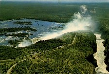 Victoria Falls Livingstone Island Zambia aerial unposted postcard u366