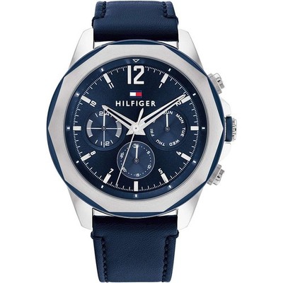 Mens Wristwatch TOMMY HILFIGER LARS 1792063 Multifunction Leather Blue