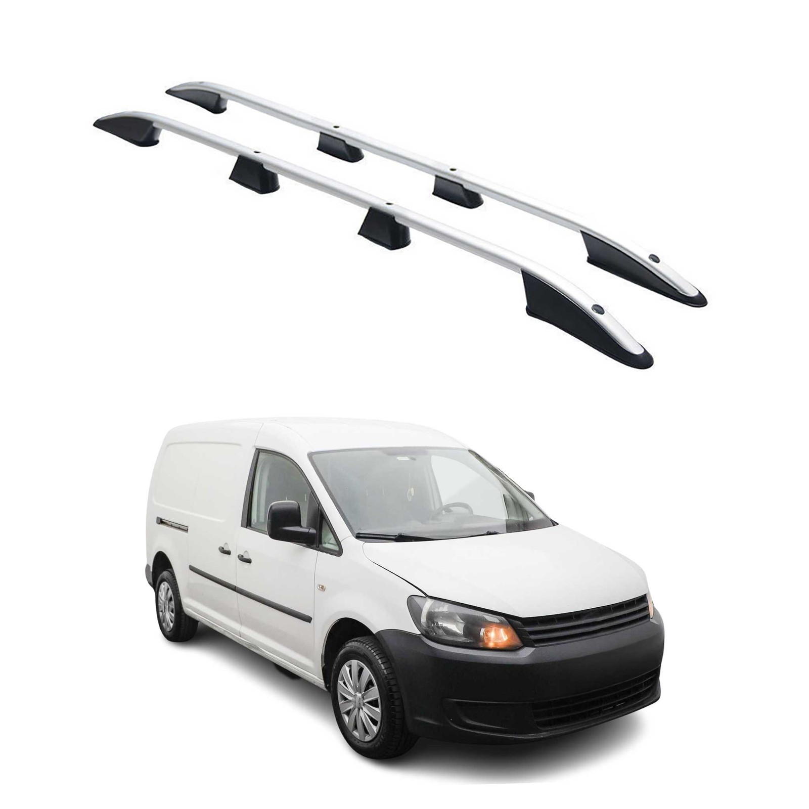 Barres de toit pour VW Caddy 2010-2015 L2 galerie longitudinale aluminium gris