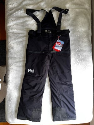 NWT Helly Hansen Jr. Powder Pant Recco Zip-off suspenders Primaloft Black Sz. 14