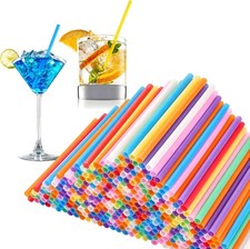 500 Pcs 5.11" Short Plastic Straws, Colorful Disposable Cocktail Stirrers