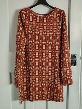 Pre-owned Urban Outfitters Dress UK 12 Medium Orange Red 70s Retro Mod Geometric