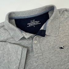 Vineyard Vines Edgartown Polo Mens Large Gray Short Sleeve Stretch Cotton Blend