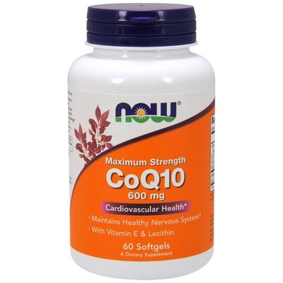 NOW Foods CoQ10 600mg with Vitamin E, 60 Softgels