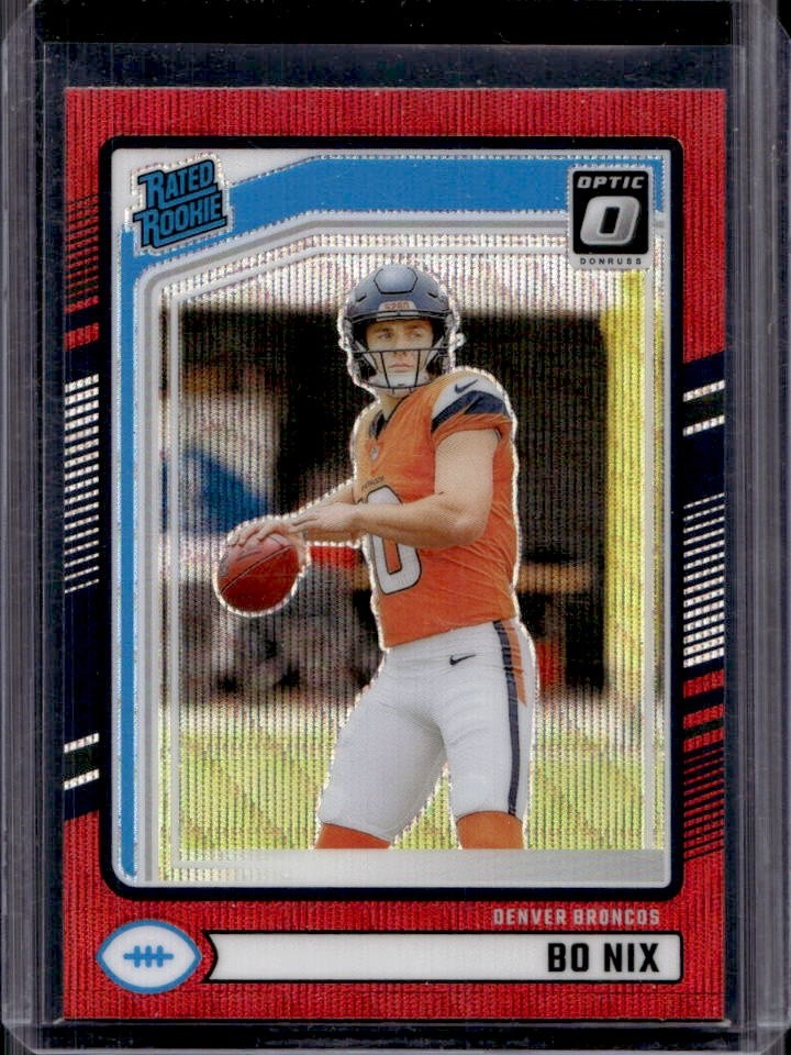 Bo Nix Panini Donruss #369 Preview Red Wave Optic