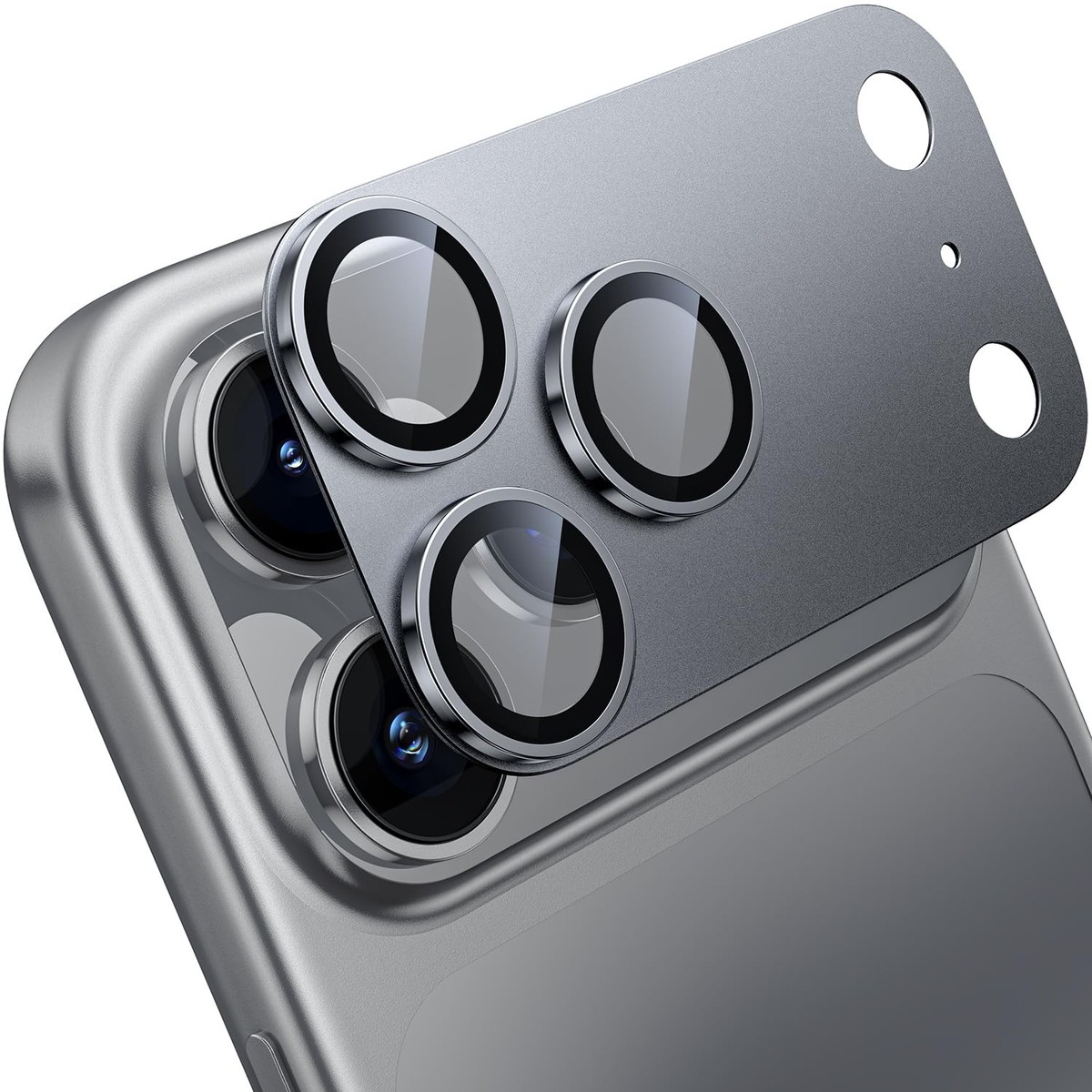 Protection Objectif Caméra Pour IPhone 17 Pro Max - Verre Trempé Dureté 9H, Bordure Aluminium Bleu, Anti-rayures - 6