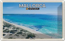 Blechschild 12x18 cm Mallorca Spanien Platja Es Trenc Meer Bildmotiv Reisemotiv
