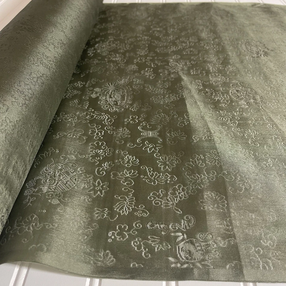 SILK Olive green, FABRIC 10 Yards x 22 Inches Wide or 360 Inches x 22 Wide - Image 2 of 4