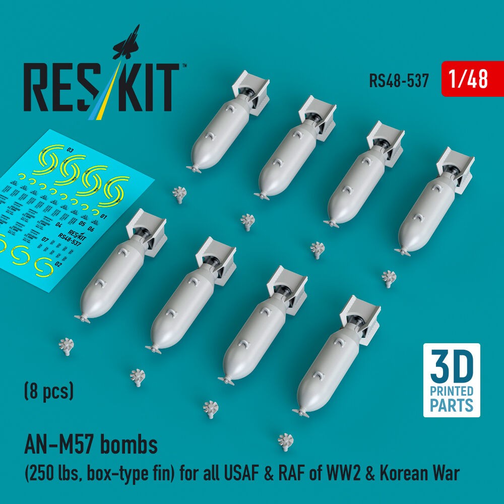 ResKit RS48-0537 1:48 AN-M57 Bombs 250 lbs Box-Type Fins Kit