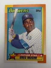 #57 Greg Vaughn [Rookie] Brewers 1990 Topps Baseball Card NM. rookie card picture