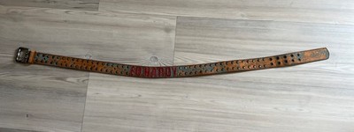 Ed Hardy 90s Y2K Leather Belt Logo Design Buckle Handmade  display picture 2