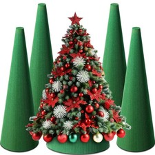 Floral Foam Tree Cones 12.6 x 3.9 Inch Green Dry Wet Floral Blocks 4 Pack