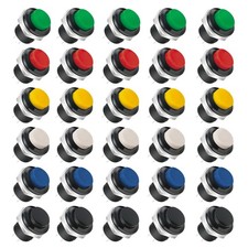 30PCS 15mm Push Button Switches in Red, Green, Blue, Yellow, Black, White