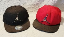Hat Lot of 2 Air Jordan Boys Black Red Embroidered Logo Jumpman Snap Back Cap