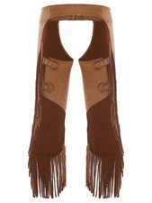 Damen Vintage Western Cowboy Kostüm Chaps Hose Wildleder Cowboyhose mit Quasten 