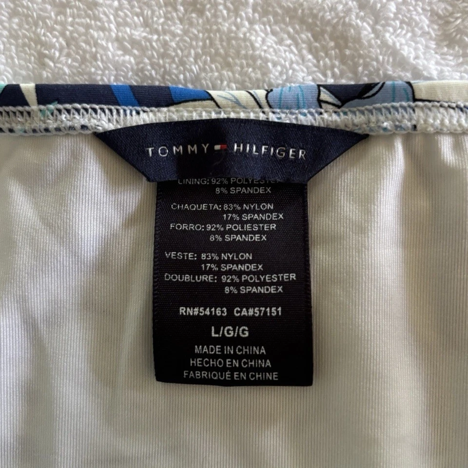 Tommy Hilfiger Mujer Azul Tropical Floral Traje de Baño Parte Inferior Cintura Alta Talla L Foto 3 de 4