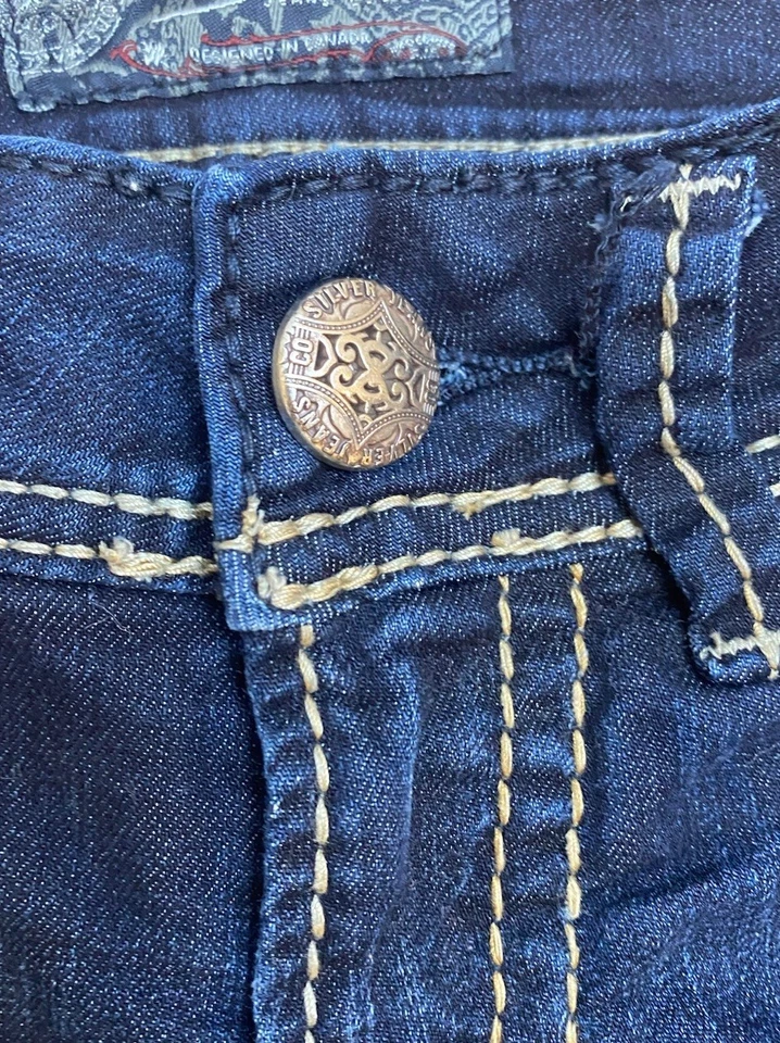 Silver Jeans Womens 27 Blue Suki Capri Dark Wash Stretch Denim Pants - Image 2 of 4