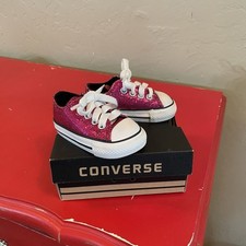 Converse All Star Chuck Taylor Bright Pink Sparkle Infant Shoes Laces Glitter