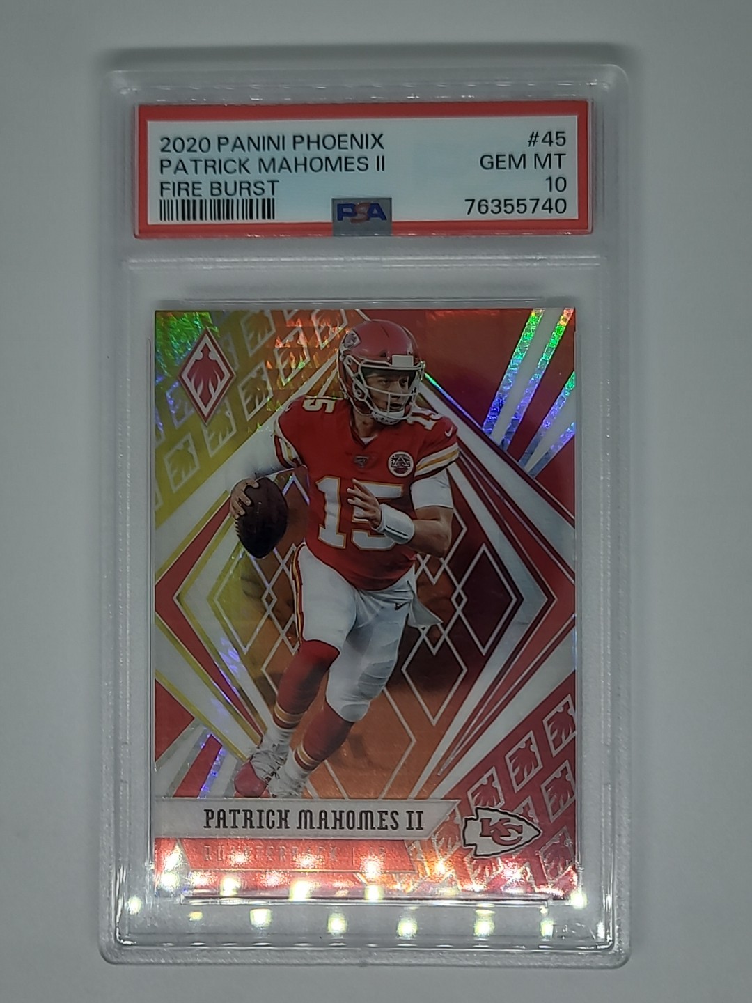 PATRICK MAHOMES PSA 10 FIRE BURST 2020 PANINI PHOENIX #45 NFL KANSAS CITY CHIEFS