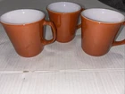 Vintage PYREX Corning Burnt Orange Coffee Mugs/Cups set of 3 Made in USA