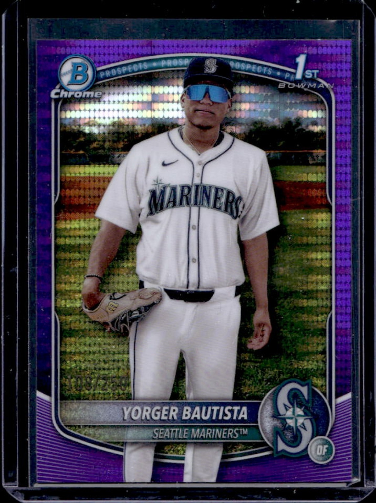 2025 Bowman Chrome Yorger Bautista Purple Pulsar Refractor 1st Prospect #108/250