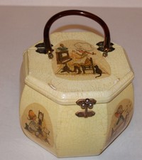 Decoupage Vintage 70s Purse Holly Hobbie Look Wood Footed