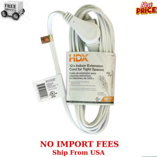 12 Ft. 16/2 Light Duty Indoor Tight Space Multi-Outlet Extension Cord, White