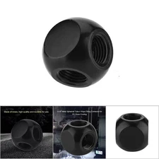 G1/4" Metal Spherical Tube 4 Ways Fitting Connector for PC Water Cooling Black