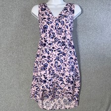 Gap Medium Pink Blue Floral Paisley cottage V-Neck Sleeveless Shift Mini Dress