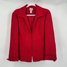 Chicos Womens Textured Sophisticated Blazer Size 1 US M Red Bold Professional
